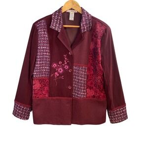 Vintage Patchwork Blazer Women Large Dark Cottage Artsy Boho Whimsigoth Phoebe